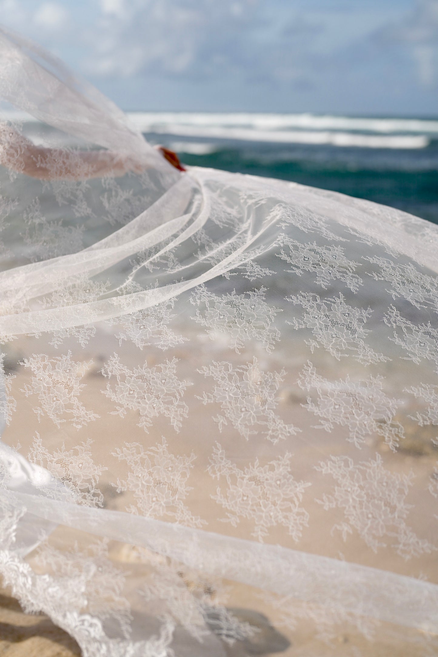 CHANTILLY ALL OVER LACE VEIL, SINGLE TIER, CATHEDRAL LENGTH