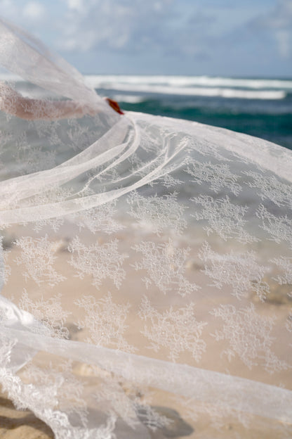 FOR SABRINA- CHANTILLY ALL OVER LACE VEIL, SINGLE TIER, CATHEDRAL LENGTH