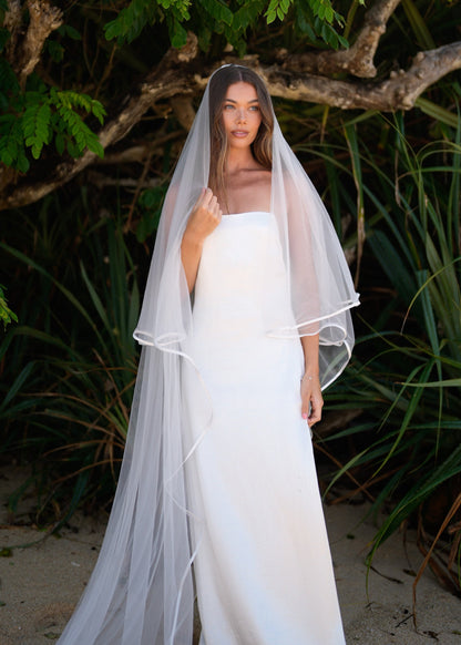 For Marissa- Satin Edge Veil, Two Tier, Cathedral Length (Influencer)