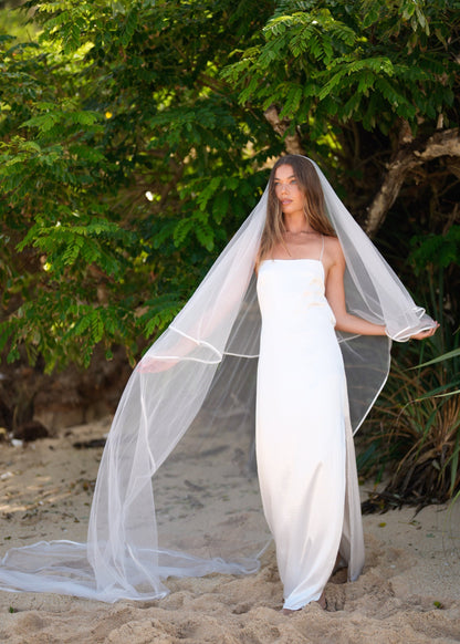 For Marissa- Satin Edge Veil, Two Tier, Cathedral Length (Influencer)