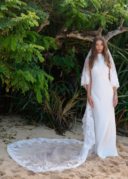 FOR REBECCA ROYAL LACE VEIL, TWO TIER, CATHEDRAL LENGTH