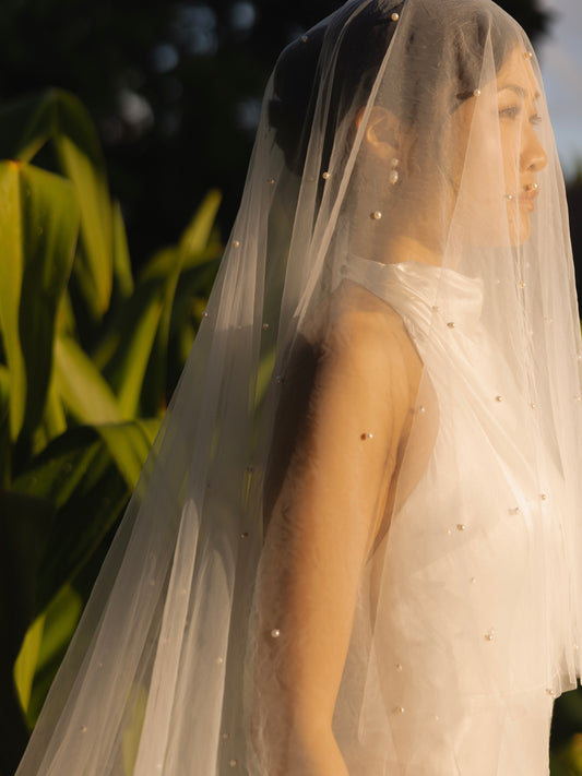 PEARL VEIL, TWO TIER, CATHEDRAL LENGTH