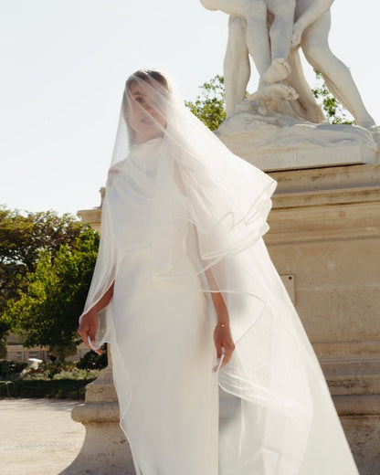For Marissa- Satin Edge Veil, Two Tier, Cathedral Length (Influencer)