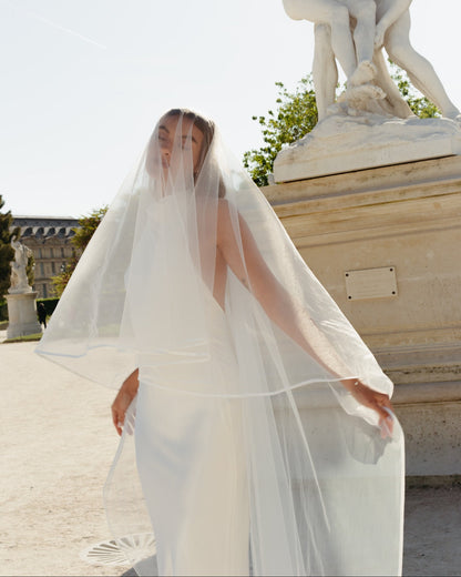 For Marissa- Satin Edge Veil, Two Tier, Cathedral Length (Influencer)