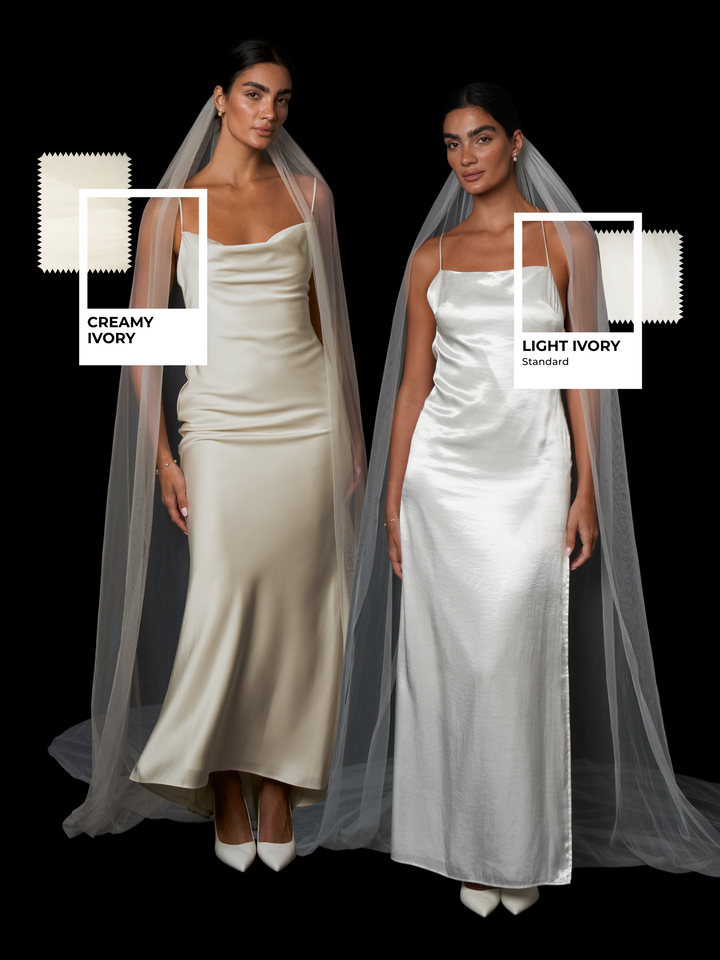 Wedding Veil Tulle Swatch Samples - Light Ivory & Creamy Ivory