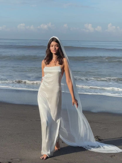 FOR SARAH H - SIMPLE PLAIN CLASSIC VEIL, CHAPEL LENGTH, SINGLE TIER