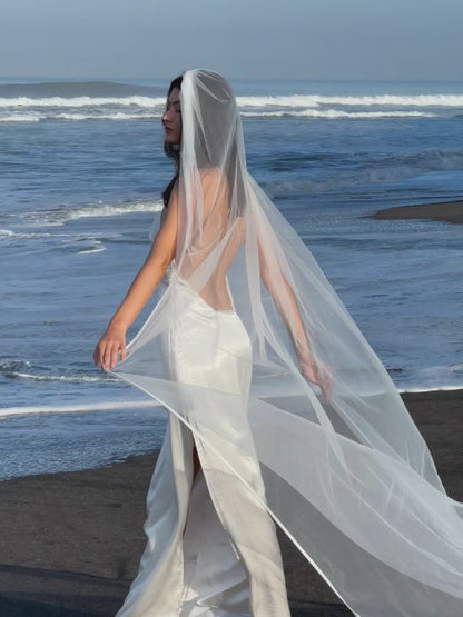 FOR SIDNEY SATIN EDGE VEIL, TWO TIER, CATHEDRAL LENGTH