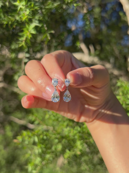 CRYSTAL TEARDROP BRIDAL EARRINGS, STERLING SILVER